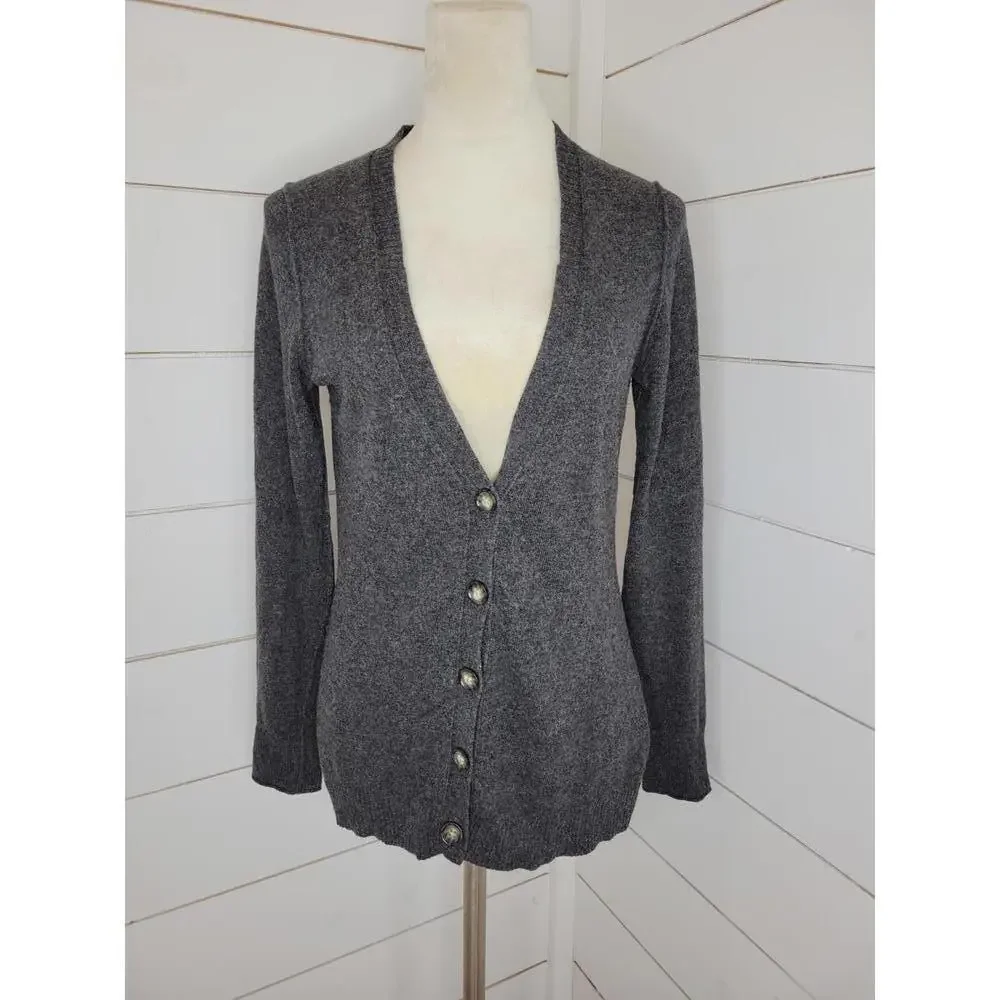 Banana Republic medium grey longish cardigan sweater. Italian yarn